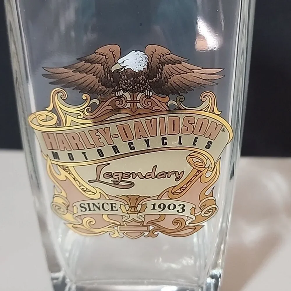 Harley Davidson Whiskey Decanter Gold Eagle Banner Old Bar & Shield France EMPTY